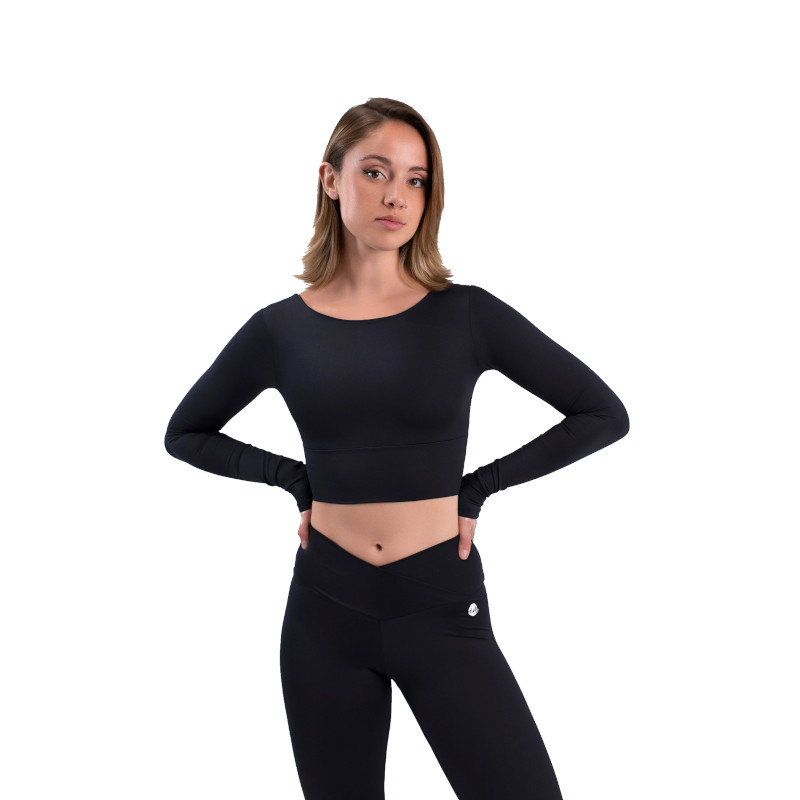 Intermezzo Long-sleeve crop top 6656 black